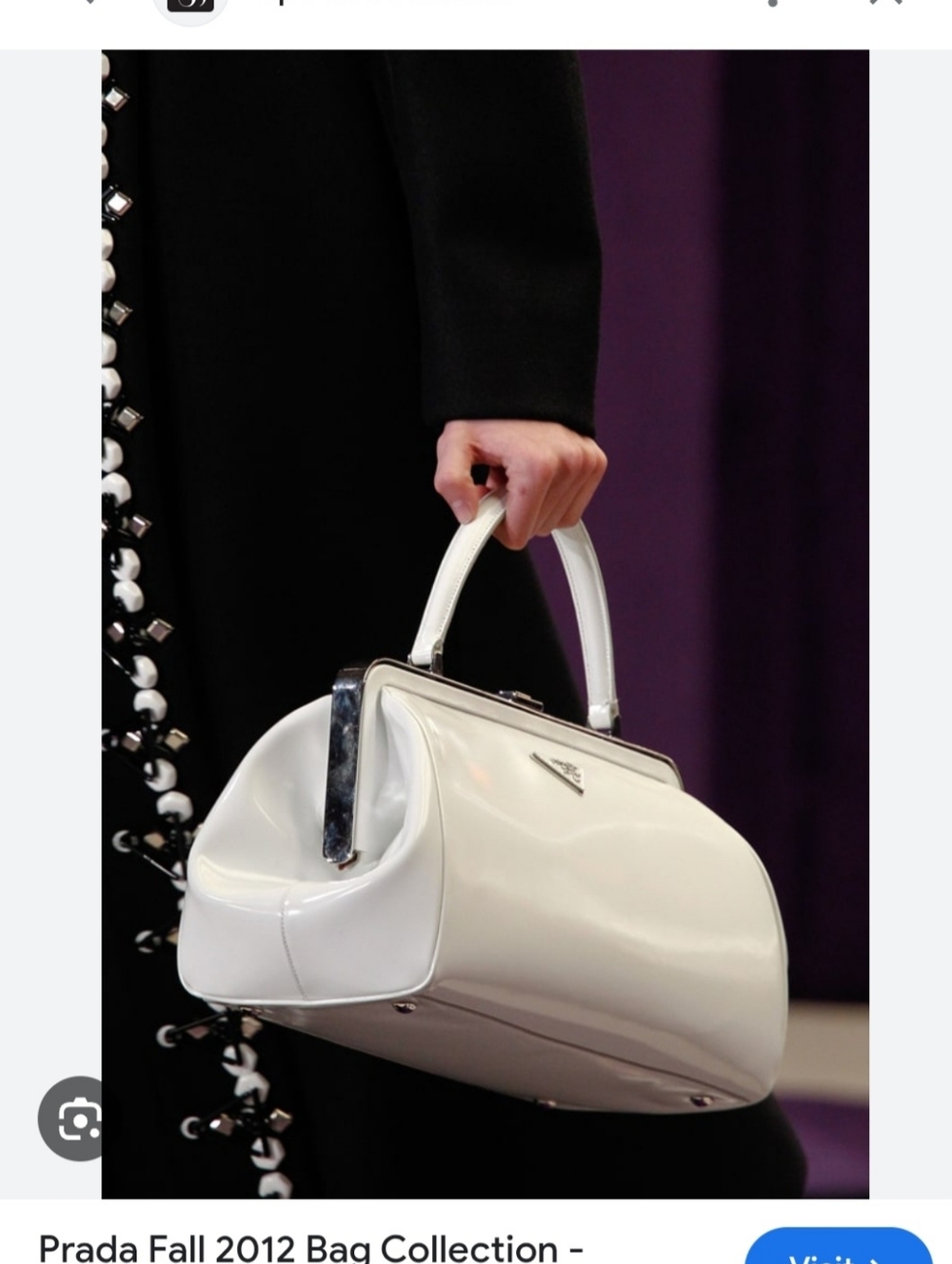 Prada White "Doctor Bag" with Black Floral Appliqués - Fall 2012 - Picture 16 of 16